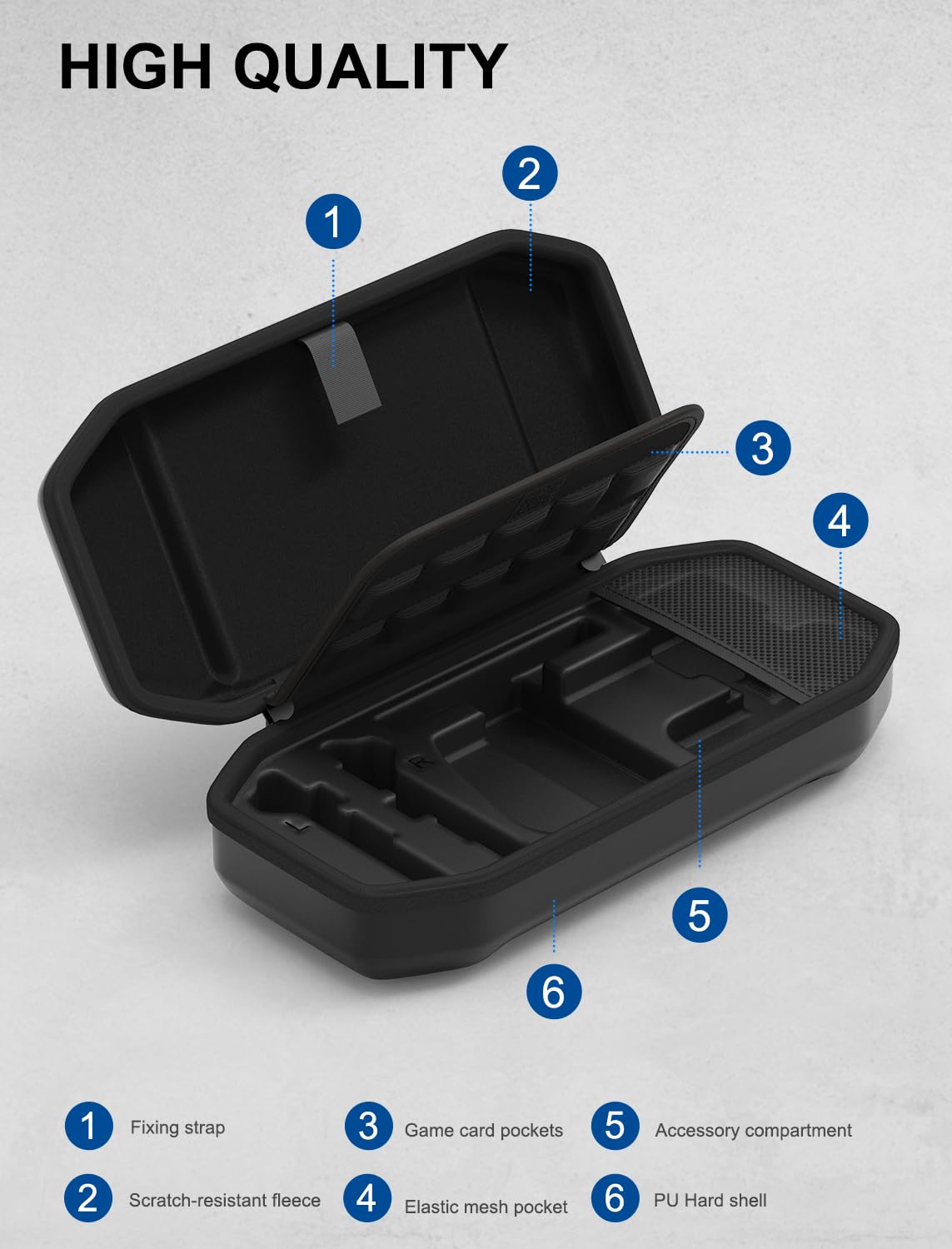 JUSPRO Carrying Case for Nintendo Switch 2, Hard Shell Travel Case with Large Storage for Console & Accessories - Image 4