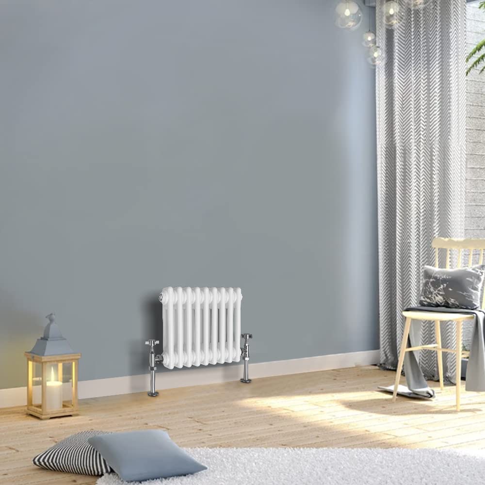 Warmehaus White 300X425mm Horizontal Traditional 2 Column Cast Iron Style Radiator Central Heating