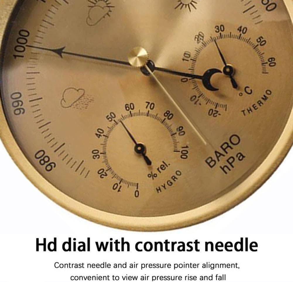Barometer Traditional Barometer Analog Weather Station,3 in 1 Barometer Indoor,Garden Barometer Outdoor Barometer