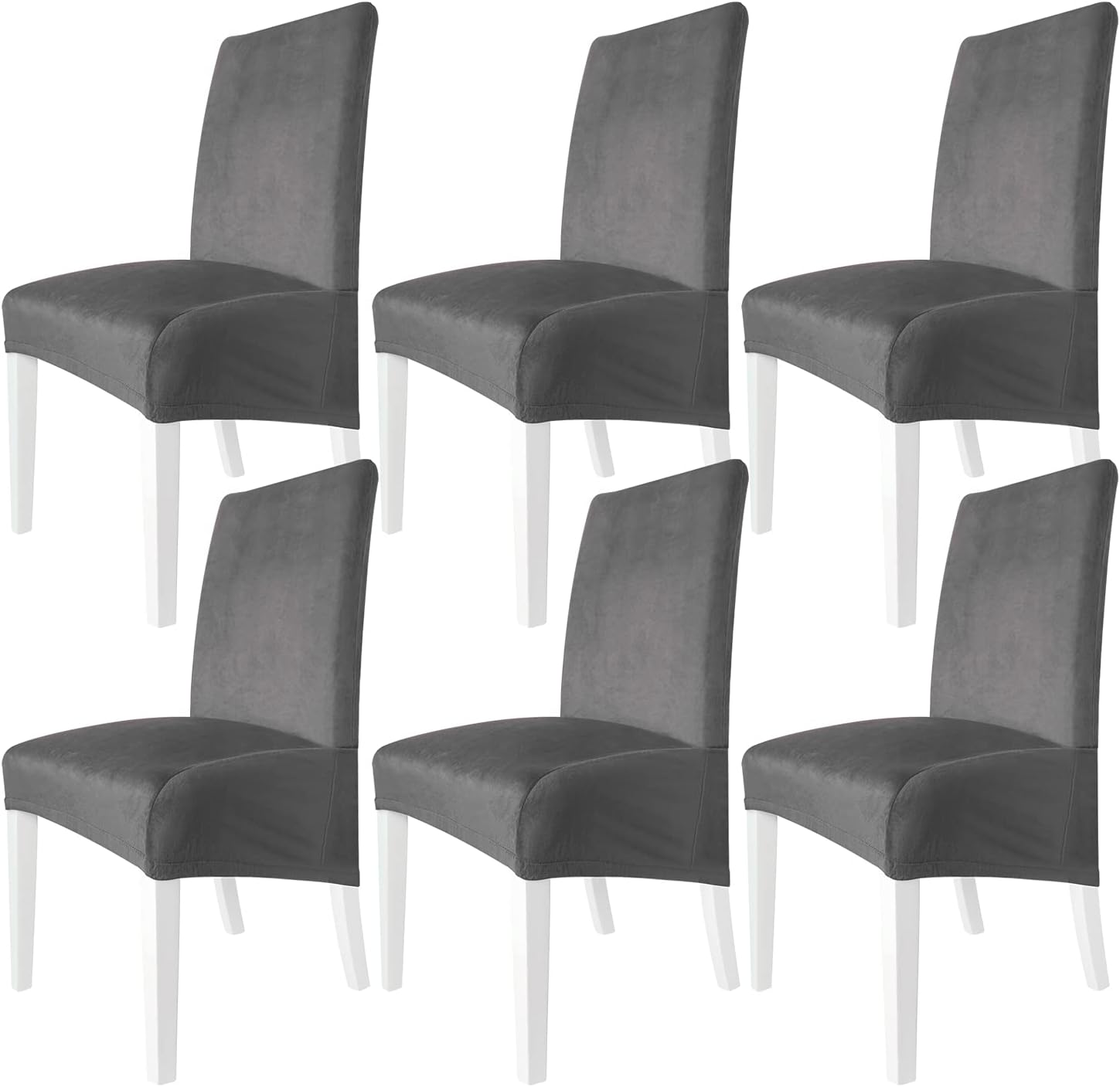 GoodtoU Velvet Dining Chair Covers Large Stretch Chair Covers for Dining Room Set of 6, High Back, Oversized,Grey