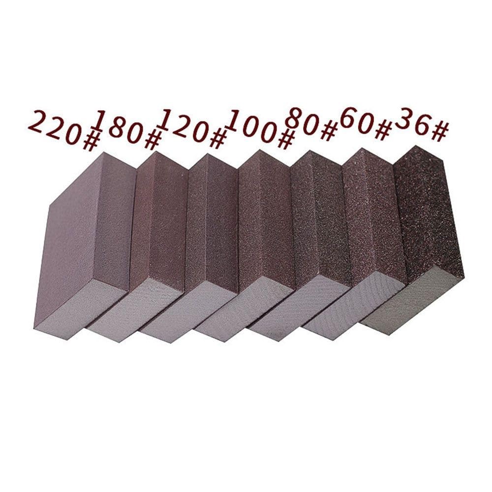 Papel de Lija, Paquete 5 esponjas Lijado Alta Densidad, Grano Medio 36-220, Almohadillas abrasivas 4 Lados for Madera, Metal y Pintura(100grit)