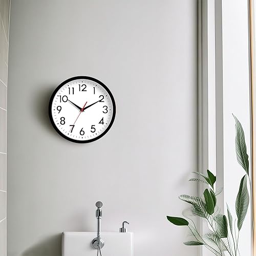 Miniatura 6 de Reloj de pared de 12 pulgadas, silencioso, sin tictac, funciona con pilas, reloj analógico decorativo para oficina, cocina, sala de estar, aula,