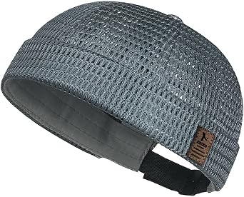Mens Breathable Brimless Docker Hat, Lightweight Mesh Skull Cap for Summer Outdoor Casual Wear