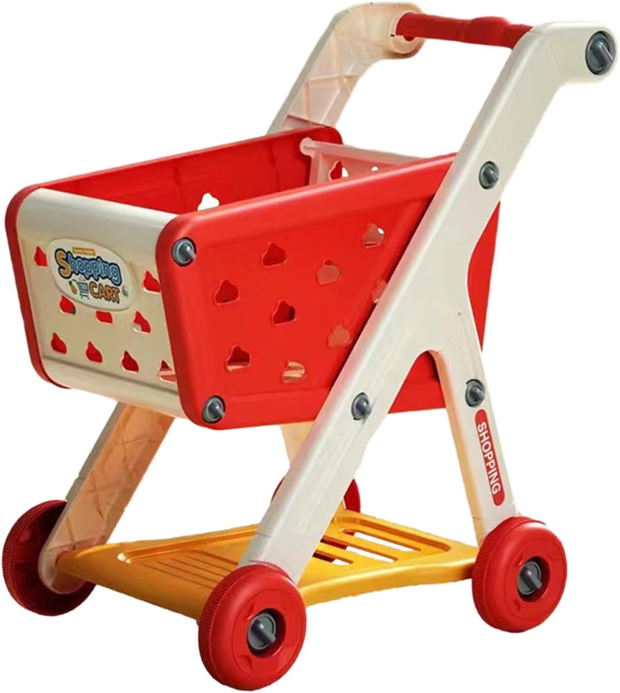 Shopping Cart Toy Groceries Play Food Pretend Kitchen Trolley Organizer with Wheels Multiscenario Pp Construction Suitable for Child Learning Role Pla, Blue