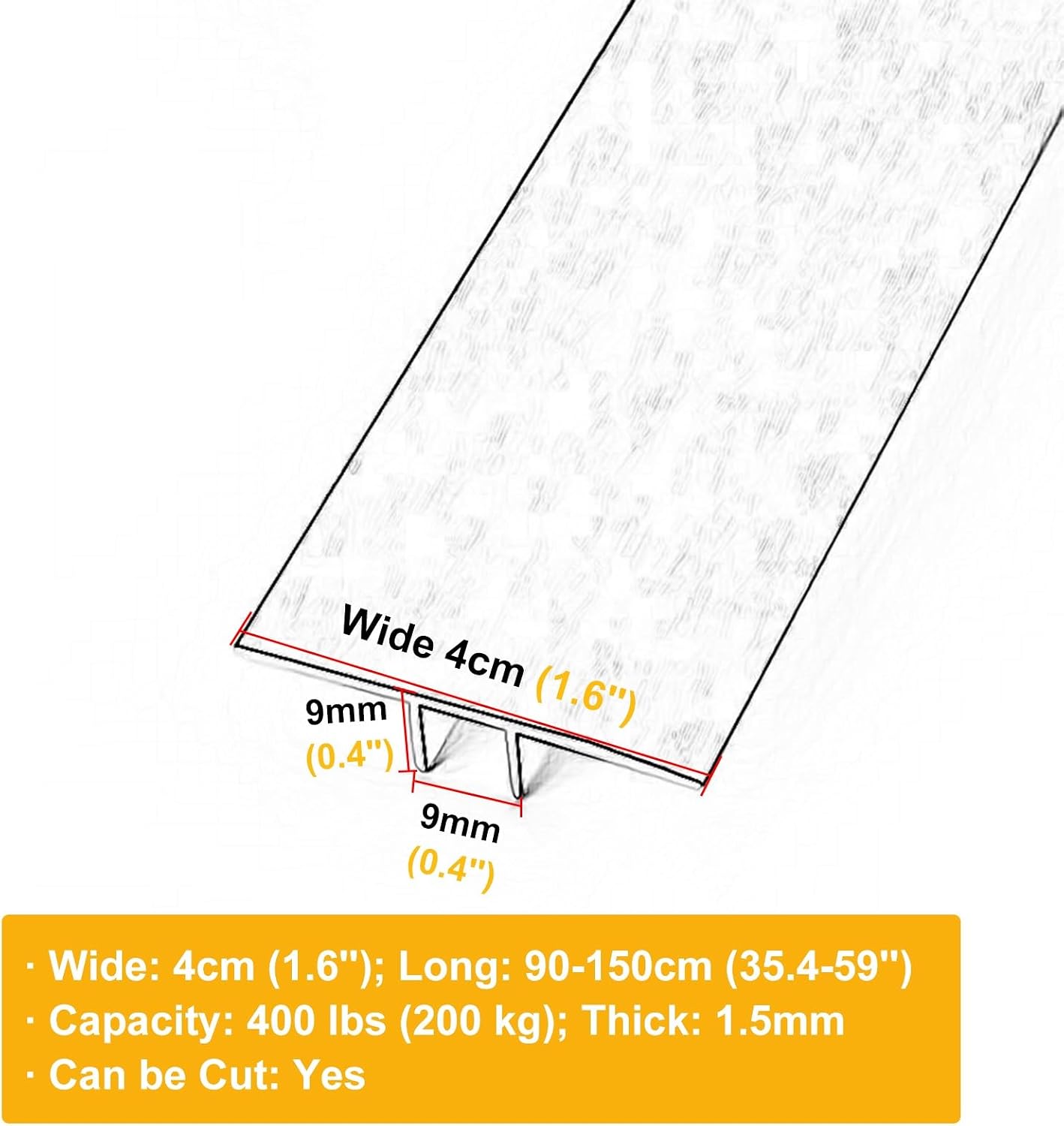 GTPBAO Aluminum Alloy Laminate Floor Edge Strip, Elegant Wood Grain Design, Length 90cm 100cm 110cm 120cm 130cm 140cm 150cm(145cm/57 inch)