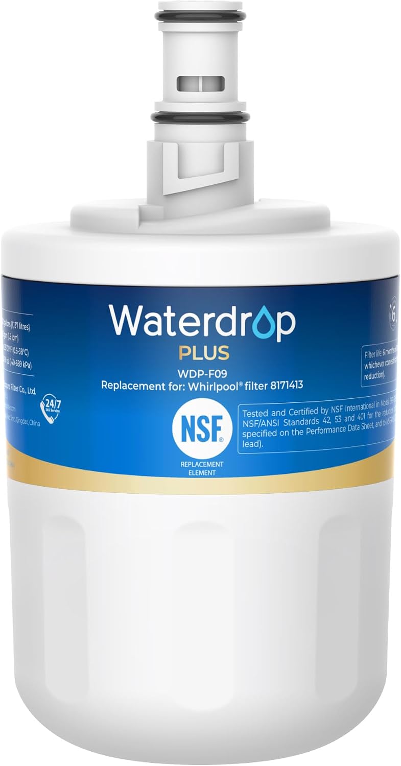 Waterdrop Plus 8171413 Filter, Replacement for Whirlpool® EDR8D1 | Replacement for 8171414, Kenmore® 46-9002, NLCS200, NSF 401&53&42 Certified, Refrigerator Water Filter