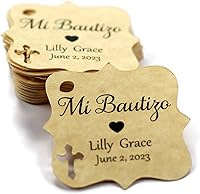 Vista 7 de Mi Bautizo - Etiquetas pequeñas personalizadas con cruz (juego de 20) (blanco)