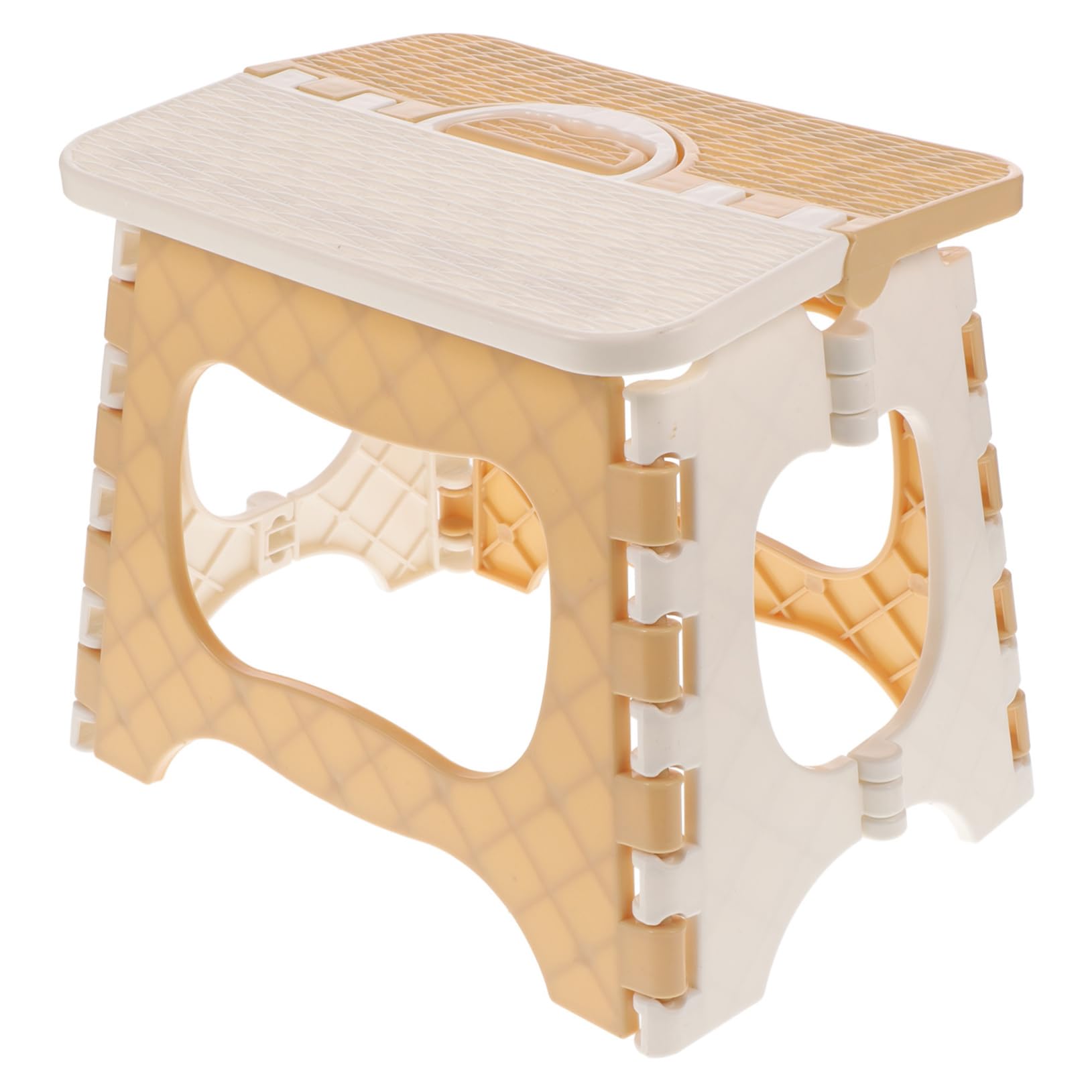 Happyyami Portable Folding Stool for Bathroom Large Beige Step Stool with Textured Surface for Enhanced Traction Lightweight and Easy to Carry for Adults Use