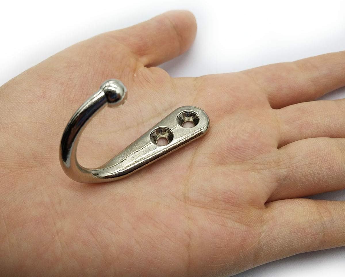 24 Pieces Coat Hooks Wall Mounted Single Coat Hanger and 50 Pieces Screws for Cloakroom, Clothes, Hat, Scarf, Bags, Keys, Shoes, Coffee Cup Holder, Homemade Wardrobe(Silver)