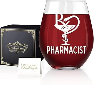 Perfectinsoy Pharmacist Wine Glass, Funny Stemless Wine Glass for Pharmacists, Pharmacists Gifts for Women Men Coworker Pharmacy Technician, Birthday Present for Pharmacy, Nurses Week Gifts