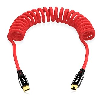 AGVEE 1.6ft Coiled USB-C to Mini USB Cable, [USB-IF Certified]