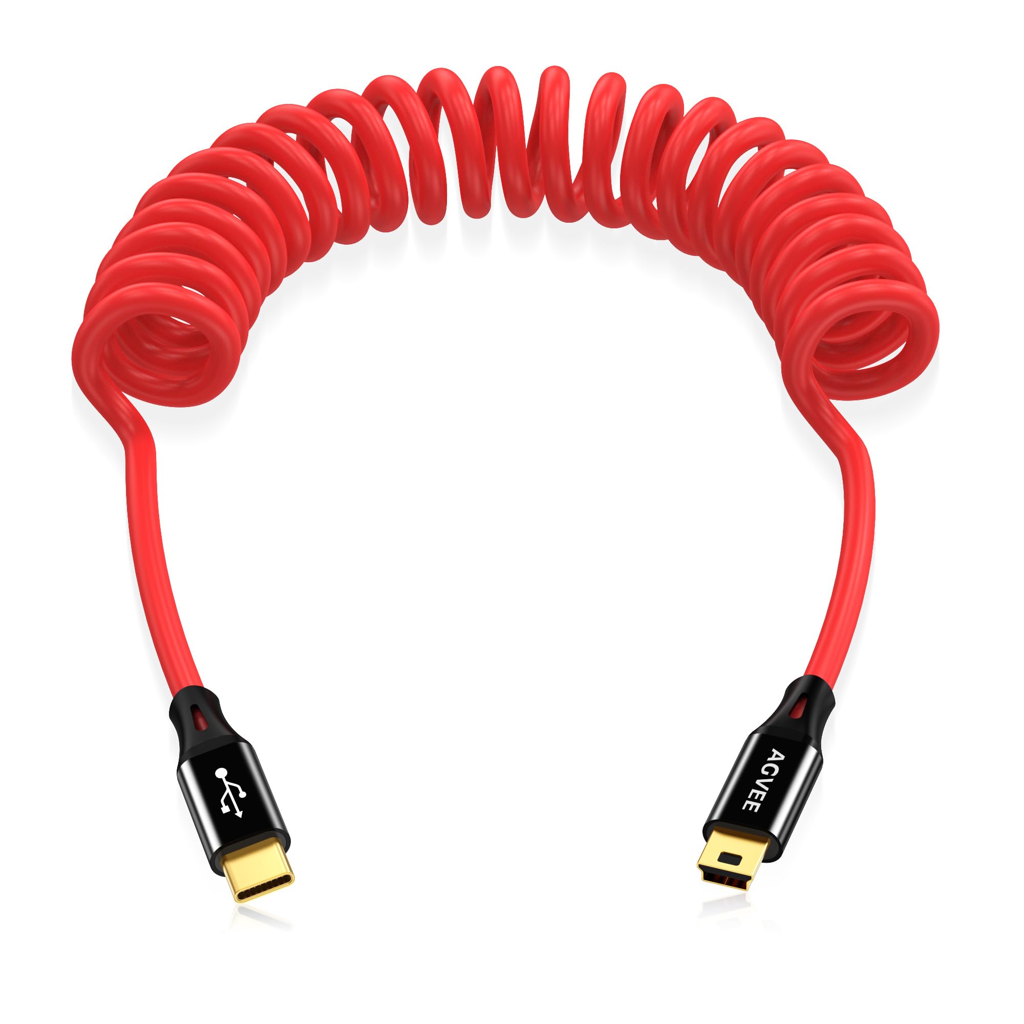 AGVEE Cavo a spirale da USB-C a mini USB, 91 cm, certificato USB-IF, cavo di ricarica e sincronizzazione dati per TI-84, Garmin GPS, Go-Pro Hero 4 3 2 HD, controller PS3, fotocamera Canon Nikon, Blue
