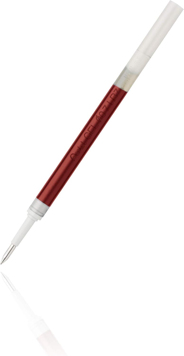 Pentel Refill Ink, For ENER-GEL & Lancelot Gel Pen, 0.7mm Metal Tip, Medium, Red Ink, Pack of 2 (LR7BP2B)