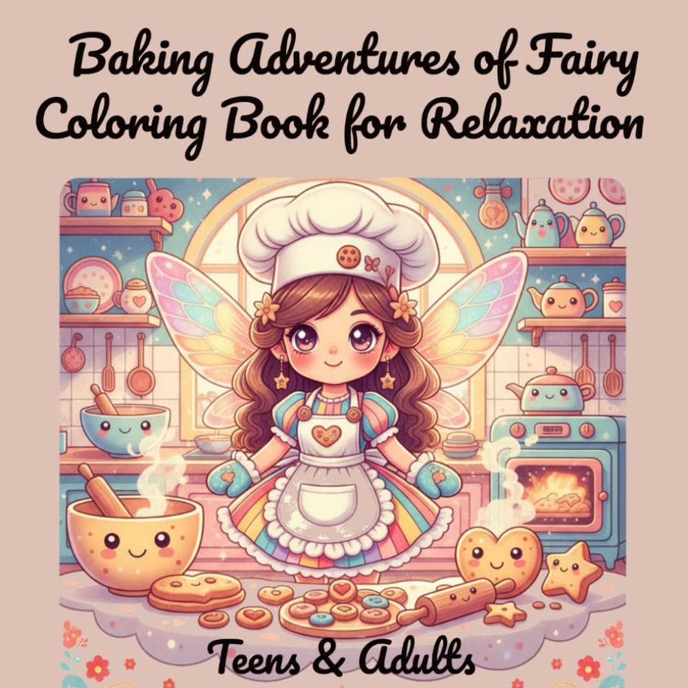 Baking Adventures of Fairy Coloring Book for Relaxation Teens & Adults: 80+ Whimsical Fairy Baking Scenes for Relaxation and Stress Relief – Coloring Book for Teens & Adults