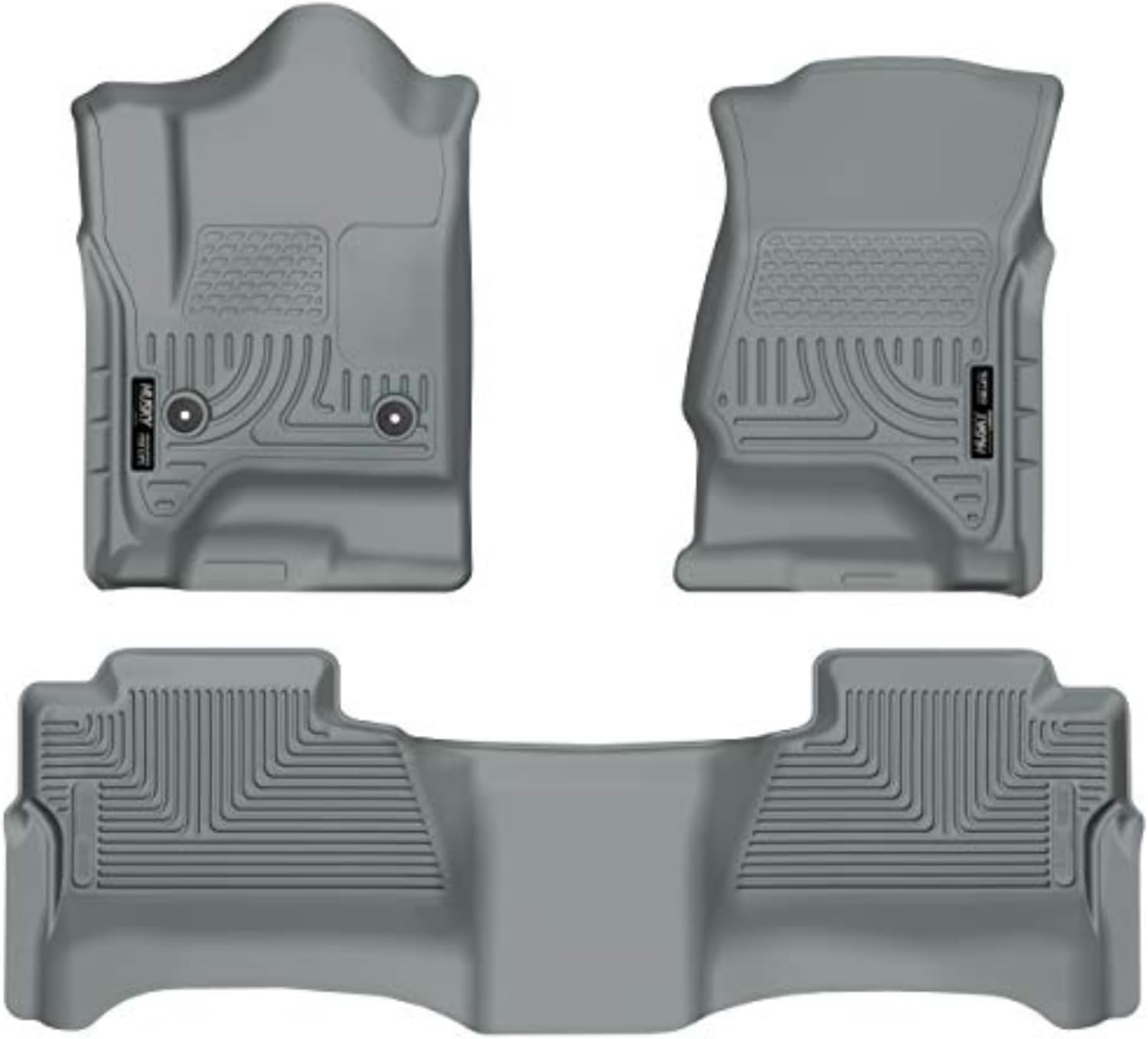 Husky Liners Weatherbeater Floor Mats | Fits 2014-2018 Chevrolet Silverado 1500 & GMC Sierra 1500; 15-19 Silverado/Sierra 2500HD/3500HD Crew Cab (Footwell Cvg) | Front & 2nd Row, 3-pc Grey - 98232