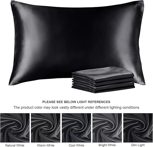 Miniatura 7 de BEDELITE Funda de almohada de satén para cabello y piel, súper suave similar a las fundas de almohada de seda, paquete de 4 con cierre de sobre,