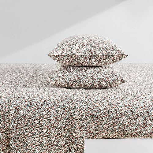 Laura Ashley – Full Size Sheet Set, Crisp & Lightweight Cotton Percale Bedding with Fitted Sheet and Pillowcases, Floral Room Decor, Deep Pocket, College Dorm Room Essentials (Emogene Orange) by Laura Ashley - Image 3
