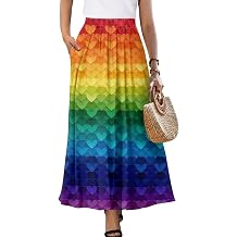 Skirts for Women Long Length High Waisted Pleated Midi Skirt with Pockets Breathable Boho Long Maxi Skort Plus Size