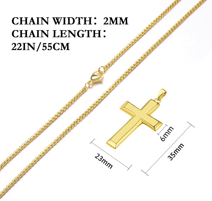 Son Gifts from Mom Faith Cross Pendant Necklace 14K Gold Plated, Birthday/Graduation/Christmas Gifts for Son