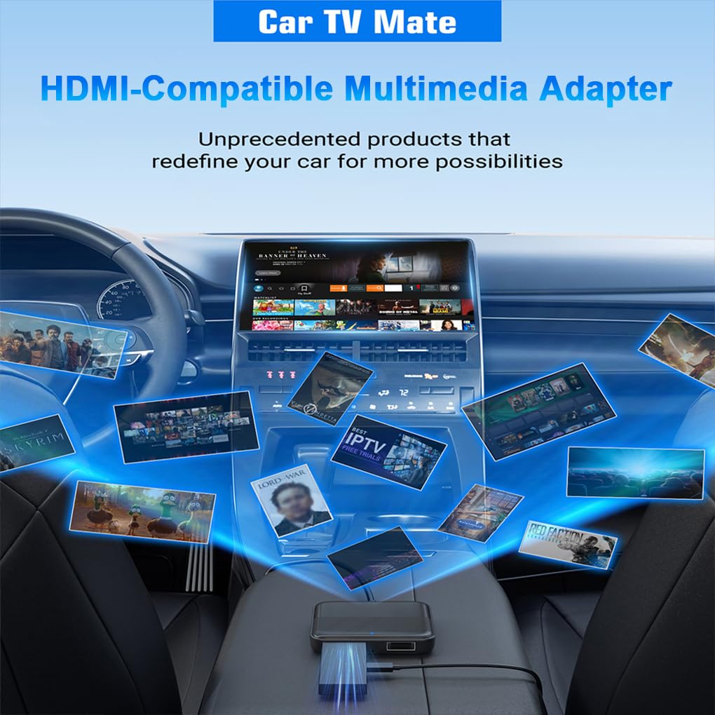 Adaptador Multimedia HD-MI para Coches con conexión por Cable, Ideal para Dispositivos USB y decodificadores.