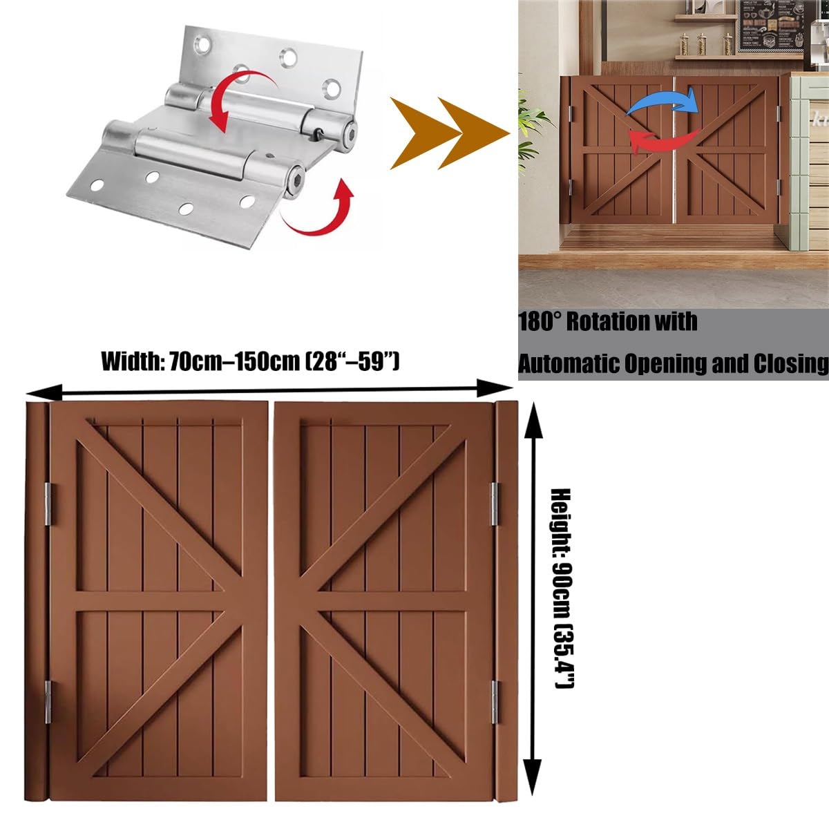 Puerta Vaiven Puertas Batientes para Cafetería, Puertas de Bar de Salón Occidental, Puerta de Media Cintura, Cierre Automático Abatible Bidireccional