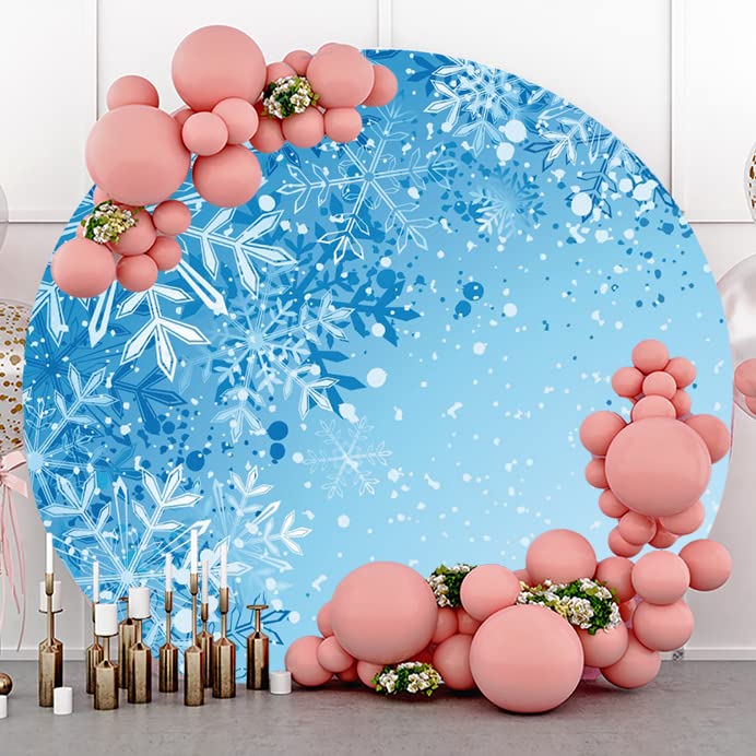 Runde Winter-Fotohintergrund 2,2 M – Schneeflocken-Design Für Weihnachtsfotos, Partys, Dekoration