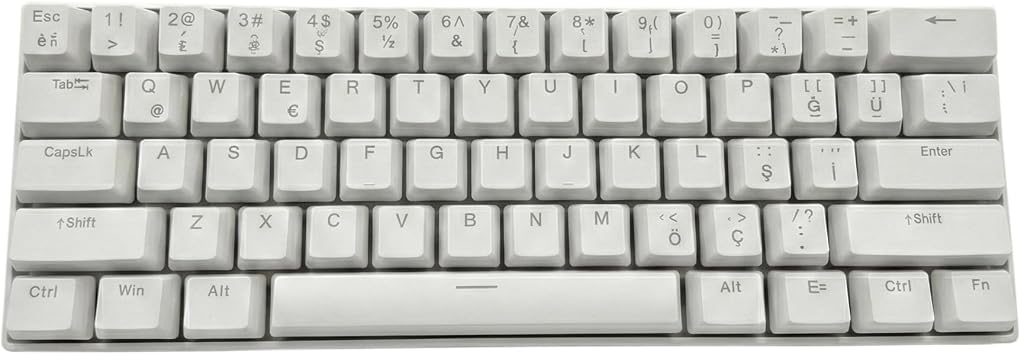 Coverzone T rk e Mekanik Klavye 61 Tu %60 Blue Switch RGB Ayd nlatmal  Kompakt Gaming Klavye | FN Kombinasyonlu Ok Tu lar   oklu I k Modu Dayan kl  Mekanik Tu  Yap s  | H61K Beyaz