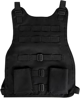 TOPTIE Child Tactical Vest Military Team Training Vest Adjustable for Kids(Black)