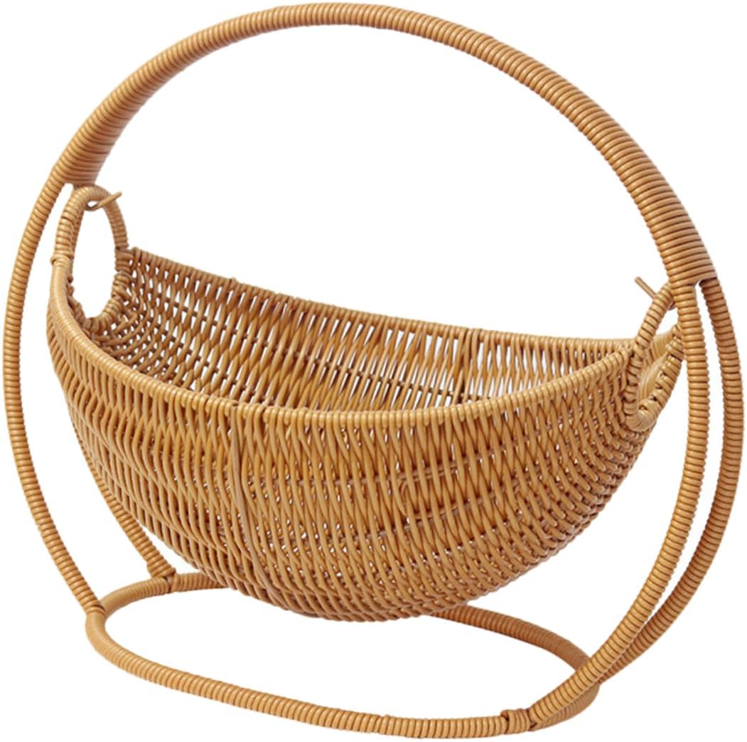 OUNONA Rattan Fruit Bowl Decorative Woven Basket for Storage and Serving Stylish Faux Rattan Design for Fruits Snacks and Home Organization Lightweight and Elegant Table Centerpiece
