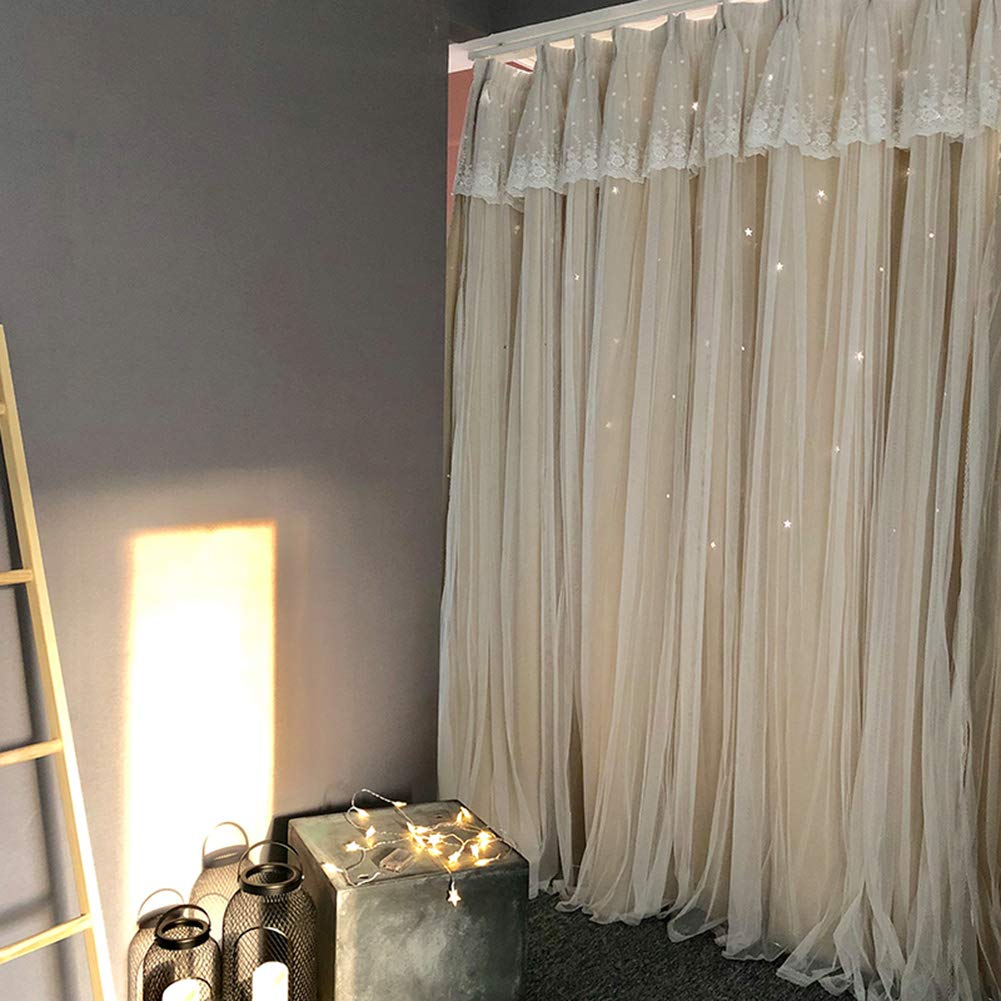 Rideaux de chambre à coucher pour filles occultant thermique et dentelle douce pour balcon salon