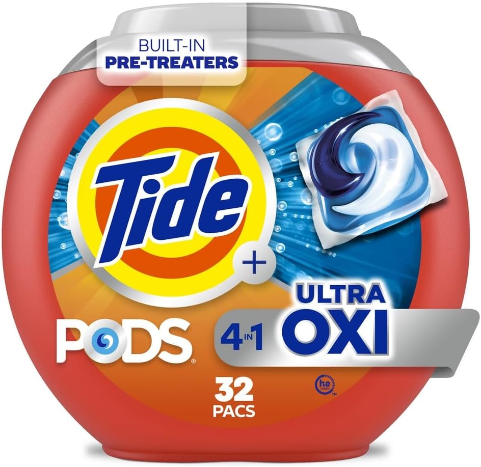 Pods Ultra Oxi Liquid Laundry Detergent Pacs, 32Count