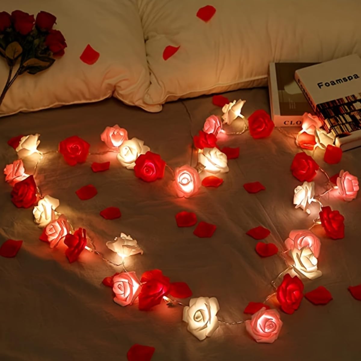 HAOSHICS String Lights, Battery Operated Rose Flower String Fairy Lights for Christmas, Valentine's, Wedding,Party,Indoor,Garden Decoration (Red Rose,1.5M/4.92ft 10LEDs)