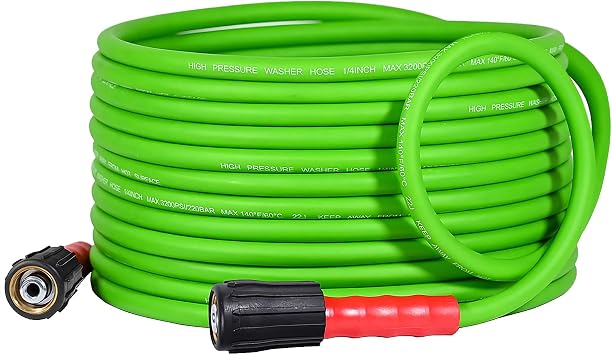 YAMATIC Flexible Pressure Washer Hose 30 FT 1/4", M22-14mm Females | 3200 PSI, Kink-Resistant, Replacement For Ryobi Troy-Bilt Greenworks Craftsman Power Washing, Green