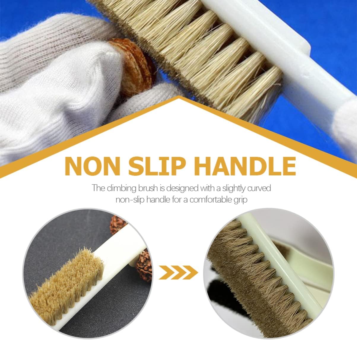 2pcs Boars Hair Climbing Brush Portable Bouldering Stone Cleaner for Outdoor Climbing