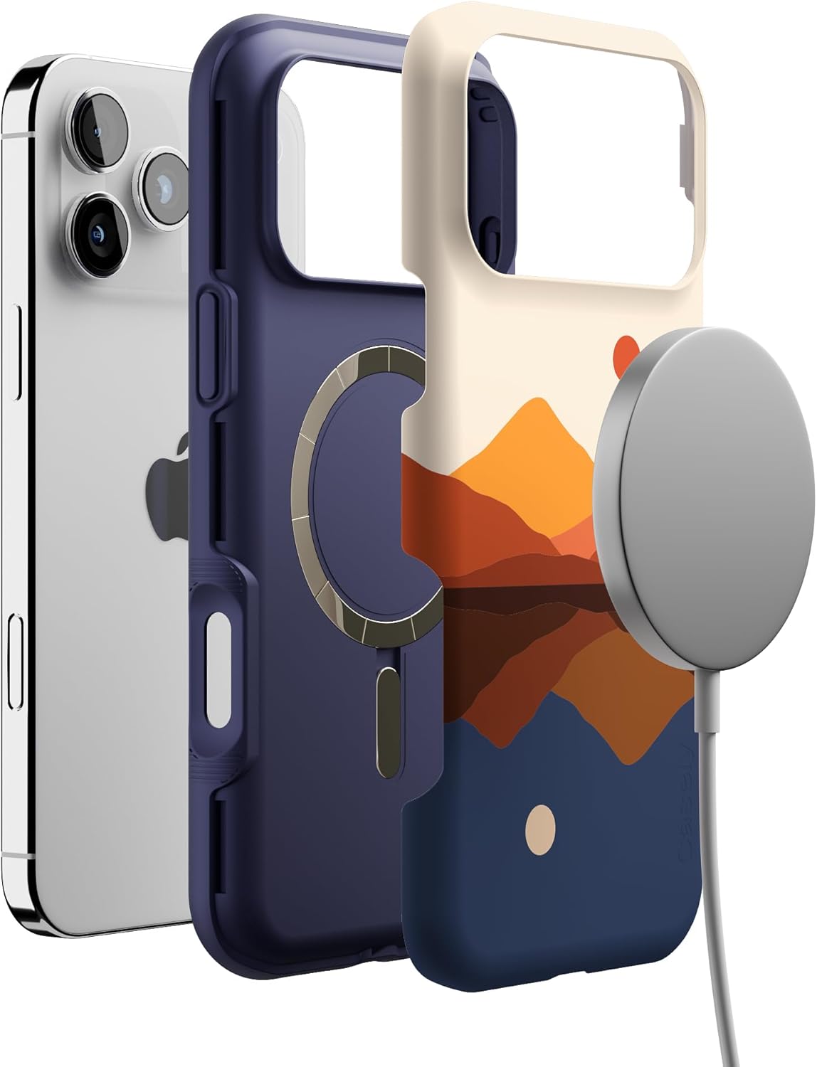 Casely iPhone 17 Pro Max Case | Opposites Attract | Day & Night Mountains | Bold Protective Design | Compatible with MagSafe