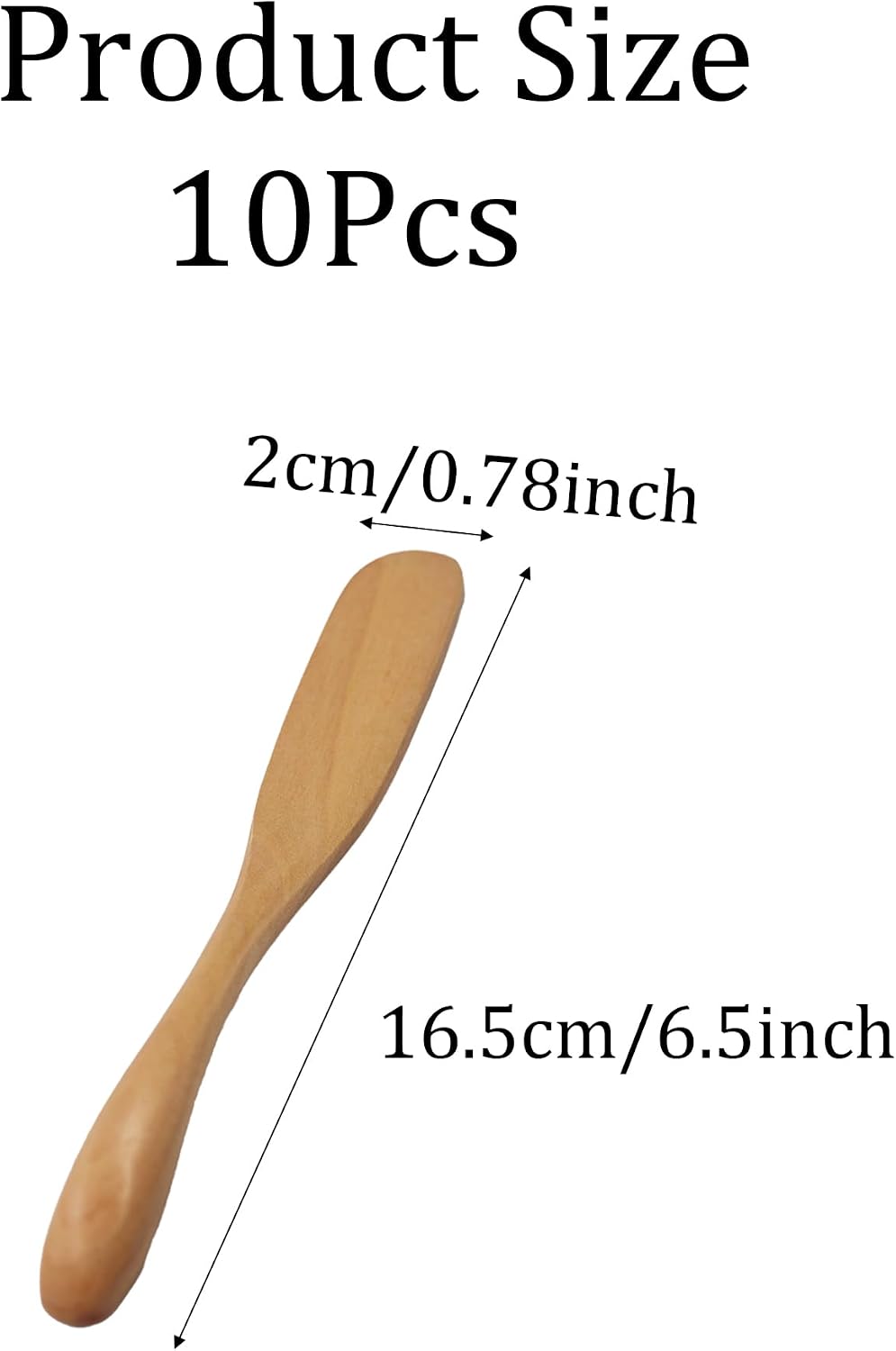 10Pcs 6.5 Inch Wooden Butter Knife Set, Cheese Spreaders, Mini Wooden Spatulas for Jam, Sandwich, Peanut Butter, Condiment, Cream, Kitchen and Restaurant Use Natural Wood Color