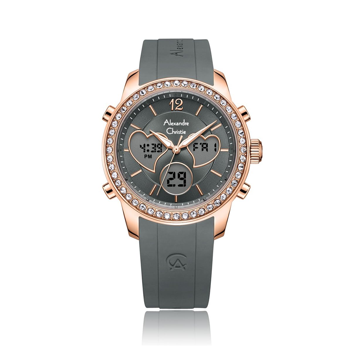 AC 9399 LHR Ladies Multifunction Watch - Grey Analog Digital Watch For Women Analog-Digital luxury watch for her(Stainless Steel Case,Silicone Strap, Quartz Movement , Grey Strap, Grey Dial) (B0CSKLV2SG) Amazon Price History, Amazon Price Tracker