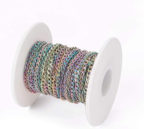 Vista 37 de Mega Pet Cadena de acero inoxidable de 16.4 pies/16.4 ft, color metálico, cadena de eslabones cubanos sin soldar, cadenas de cable facetado, cadena