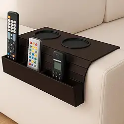 Esteira Porta Copo Apoio de Braço para Sofá Com Porta Controle Remotos Para Organização da Sala (Tabaco)