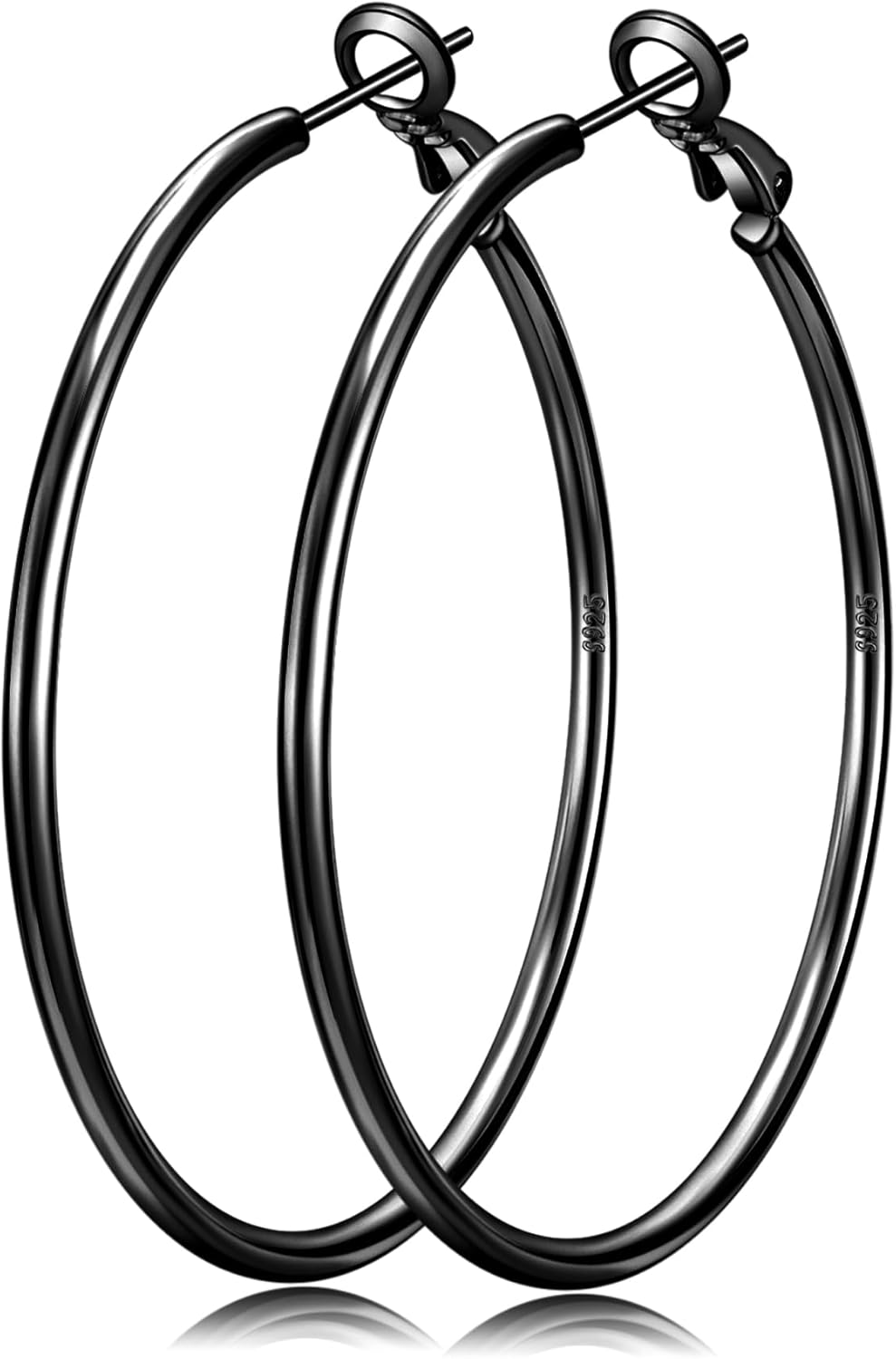 Senteria 2mm Wide 925 Sterling Silver Hoop Earrings for Women Hypoallergenic Lightweight Thin Large Big Gold Plated Hoops Earrings for Women 20/30/50/70MM