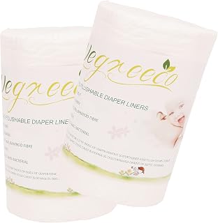 wegreeco Bamboo Viscose Unscented Diaper Liners - Fragance Free and Chlorine Free - 100 Sheets Per Roll (2 Roll, Bamboo Viscose)