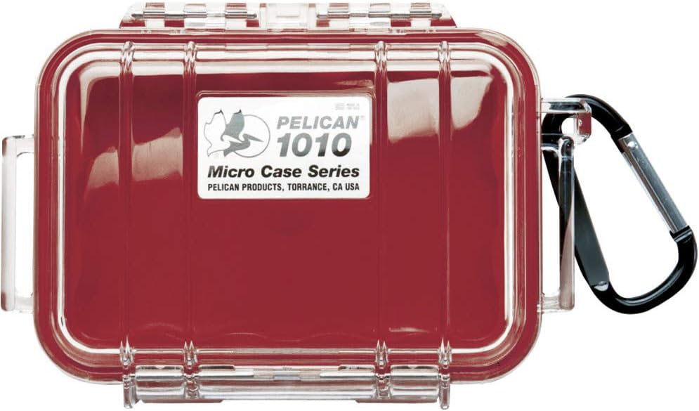 Pelican 1010 Micro Case (Red/Clear) (1010-028-100) & 1012 Foam Set, Grey (1010-400-000)