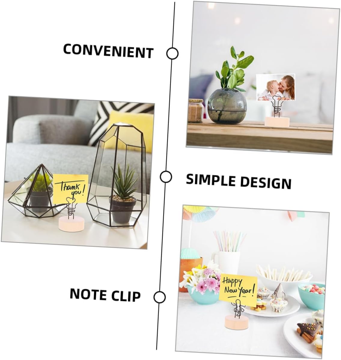 Uonlytech 15Pcs Decorative Tabletop Memo Clips Sturdy Base Photo Holders for Place Cards Unique Wedding Favors Home Decor for Events Parties and Anniversaries