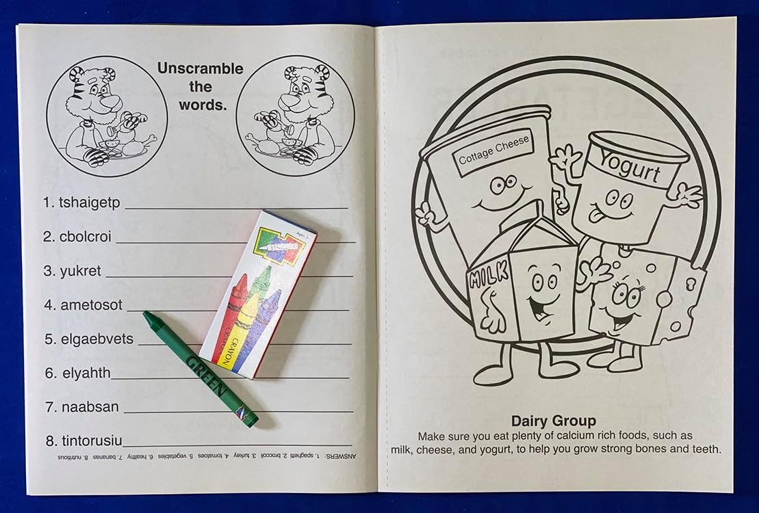 ZOCO – Eat Right, Eat Healthy – Custom Nutrition Coloring Books (250 Bulk Pack, with Crayons) – Doctor Handout – Educational Games & Activities for Kids