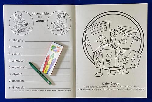 Miniatura 2 de ZOCO - Coma bien, come sano, come de manera inteligente - Libros educativos para colorear para niños (paquete de 50 unidades, con crayones) -