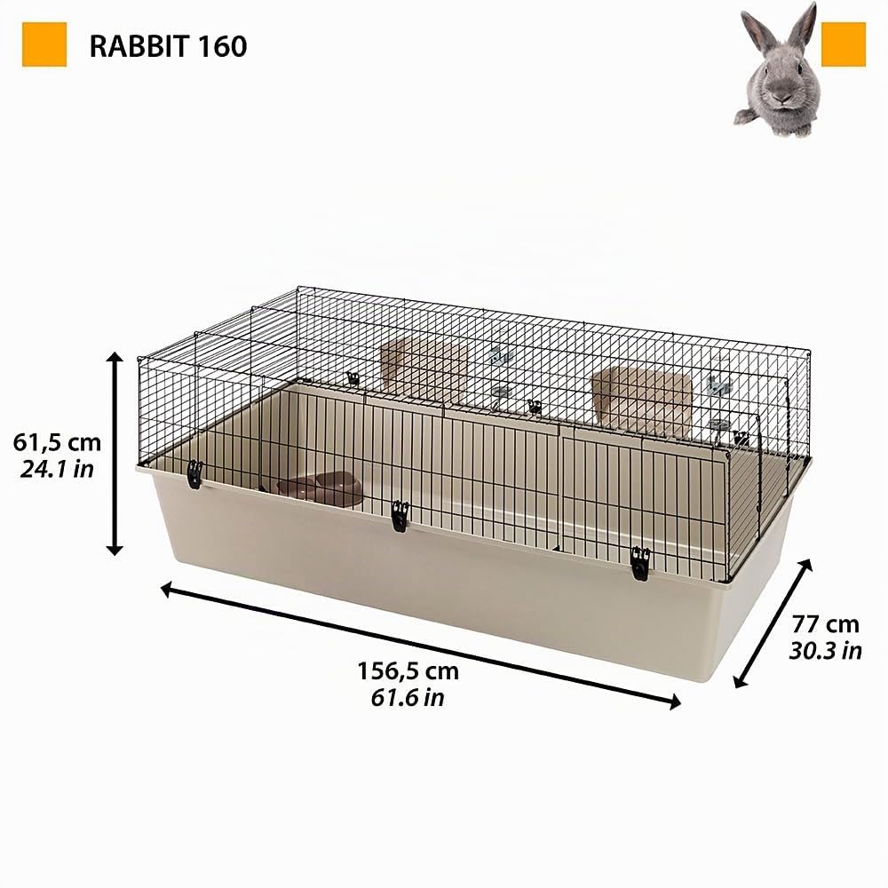 Ferplast Kaninchenkäfig großer käfig für Hasen, Nagerkäfig, Meerschweinchen- Kaninchenstall mit Zubehör, 156,5 x 77 x h 61,5 cm