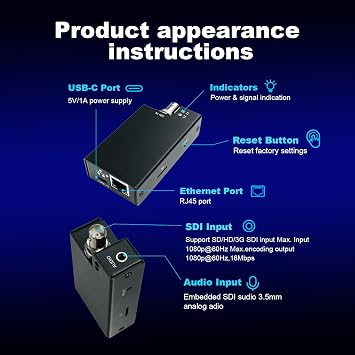 HEVC Encoder SD/HD/3G-SDI to IP Encoder for Live, H.265 H.264 Video Audio Live Encoder, 2K Cloud-Based SRT Encoder with SRT, RTMP/RTMPS, RTSP, or UDP, Model SEV-2K