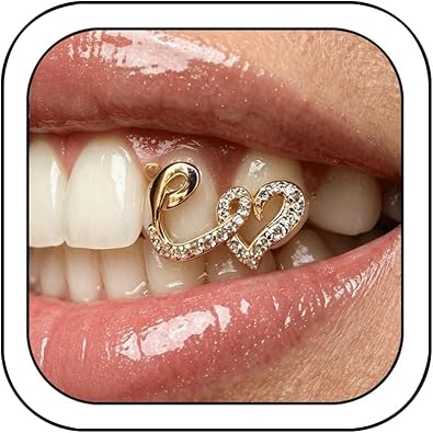 Gold Grills for Your Teeth Grillz for Women Hollow Heart Mouth Grills Rhinestone Teeth Grillz for Your Teeth Hip Hop Halloween Party Custom Accessory