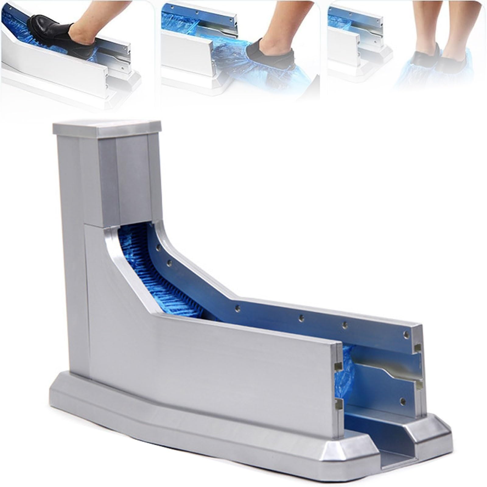 Dispensador automático de cubiertas de zapatos portátil con mecanismo de presión mecánica