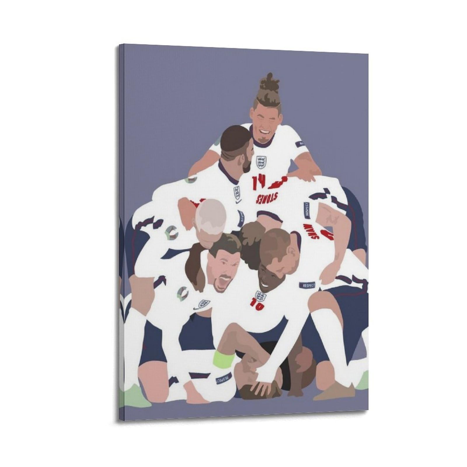 DLJGDS Poster da parete su tela con motivo sportivo a cartoni animati, motivo: giocatori della squadra inglese che festeggiano la festa della squadra inglese, poster decorativo moderno per la camera
